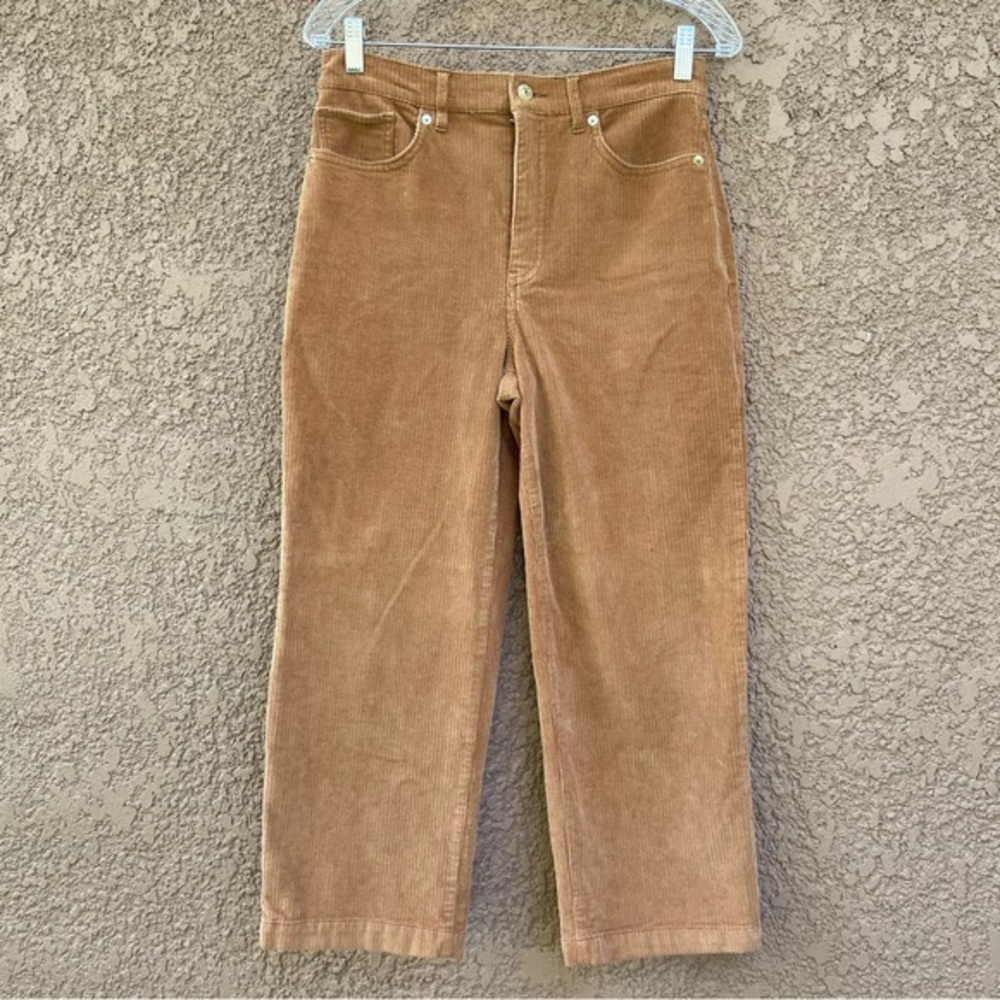 EXPRESS Corduroy Cropped Wide Leg High Rise Pants in Tan Khaki Womens Size‎ 4